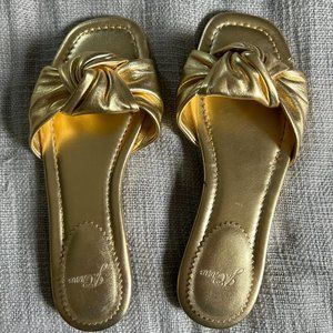J. Crew Gold Metallic Knotted Sandals